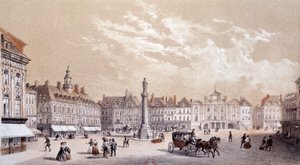 Vista da grande praça da cidade de Lille. Gravura do século XIX Paris, B.N. de Unknown artist