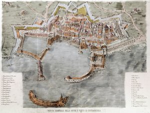 Vista do porto de Civitavecchia, perto de Roma. Século XIX. de Unknown artist