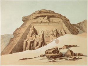 Vista do templo de Abu Simbel. Egito. Ilustração do século XIX. Paris, Colégio de França. de Unknown artist