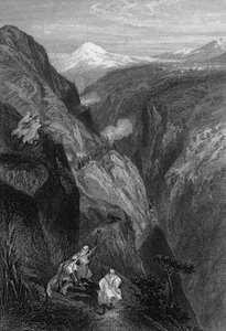 Vista do teniah de Mouzaìa, a passagem do Monte Atlas atravessado pelo exército francês em 1830, em Algerie, no século XIX, em "L