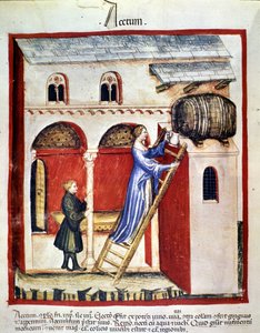 Produção de vinagre. Iluminação a partir da ordenha de medicamentos e dietética "Tacuinum sanitatis". de Unknown artist