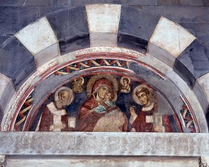 Virgem entre São Nicolau e São Lourenço (fresco de Unknown artist