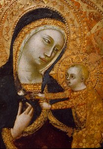 Virgem da Humilite Pintura em madeira anónima - Século XIV - Dim 32,5x19,5 cm Museu de Assis do Tesouro da Basílica de São Francisco. Coleção Perkins de Unknown artist