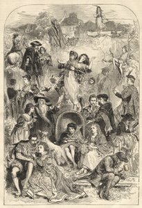 Walter Scott personagens - personagens principais dos romances de Walter Scott (1771-1832) - gravura de 1871 de Unknown artist