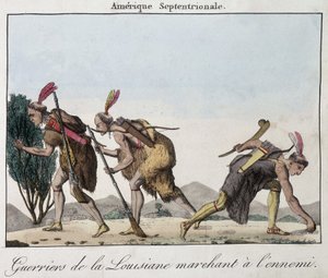 Guerreiros da Louisiana nas pegadas do inimigo - gravura de Unknown artist