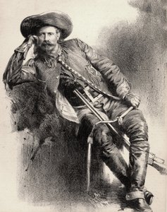 William Frederick Cody - Conhecido como Buffalo Bill - Retrato de Buffalo Bill (1846-1917), Coronel William Cody - gravura após cartaz. de Unknown artist
