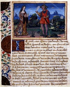 Mulher e homem na paisagem - iluminação, em "Livro de pudens e impudens dos tempos passa" de Catherine d