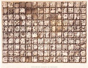 Tábua de escrever - em "Ancient Monuments of Mexico" (Monumentos Antigos do México): Palenqué e Outras Ruínas da Antiga Civilização do México" de Brasseur de Bourbourg, Paris de Unknown artist