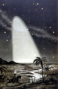Fenómeno de luz zodiacal na savana mexicana. Litografia a cores do século XIX. de Unknown artist