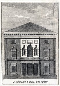 fachada do Fenice Theatre em Veneza em meados do século XIX. de Unknown artist
