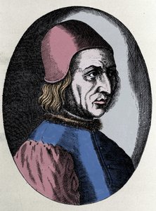retrato de Angelo Poliziano ((Anjo da Polícia) humanista italiano 1454-1494. in "Virorum Doctorum effigies" de Filippo Galli de Unknown artist