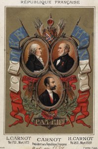 Retratos do político francês Lazare Carnot (1753-1823), Hyppolite Carnot (1801 a 1888) e Sadi Carnot presidente da república francesa. de Unknown artist