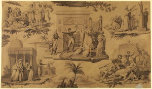 Desenho, Cartoon for Printed Cotton Textile: The French in Egypt [Les Francais en Egypte], ca. 1815 de Unknown artistUnknown artist