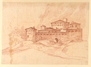 Desenho, Castelo nas montanhas, 1810-1830 de Unknown artistUnknown artist