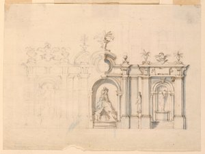 Desenho, Colunata com fonte, ca. 1770