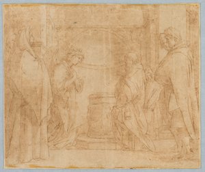 Desenho, Cópia da Anunciação do Anjo a Zacarias, 1538-1600 de Unknown artistUnknown artist