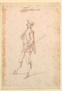 Desenho, Desenho de Figurinos: Um capitão para um ballet, ca. 1720 de Unknown artistUnknown artist