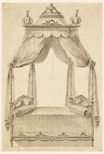 Desenho, Projeto de uma cama, ca. 1785 de Unknown artistUnknown artist