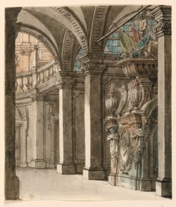 Desenho, Desenho de palco, Vista para a abside, início do século XVIII de Unknown artistUnknown artist