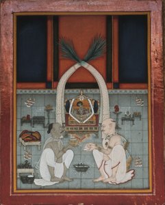 Maharao Kishor Singh de Kota a celebrar um festival religioso de Unknown artistUnknown artist