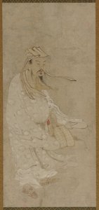 Um homem chinês de pé em um vento forte de Unknown artist