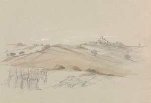 Um Campo com Casa à Distância de Unknown artist