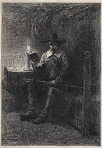 Um Puritano Escocês - ilustração do século XIX para o romance histórico "Os Puritanos da Escócia" (Old Mortality) de Walter Scott (1771-1832) de Unknown artist