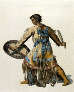 Um xamã siberiano. Gravura do século XIX. de Unknown artist