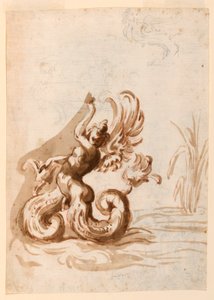Um Hermafrodita Mer alado e esboços para uma tigela de Unknown artist