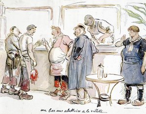 Um bar nos matadouros do Villette, em Paris. de Unknown artist