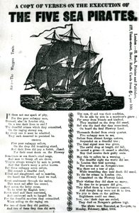 Uma cópia dos versos sobre a execução dos cinco piratas do mar, c.1864 de Unknown artist