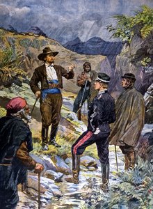Um gendarme levado à tarefa por um bandido da Sardenha. 1899. de Unknown artist