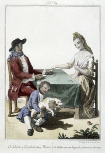 Um mulato e um espanhol dão à luz um mouro - gravura de Unknown artist