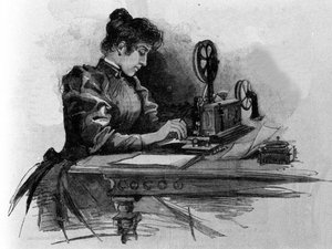 Um operador telegráfico inventado pelo inventor americano Samuel Finley Breese Morse (1791- 1872). Gravura do século XIX de Unknown artist