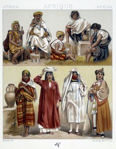 Argélia e Tunísia, trajes populares - em "Le costume historique" de Racinet de Unknown artist
