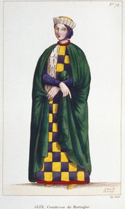 Alix de Thouars (1201-1221), Condessa da Bretanha, filha de Guy de Thouars, Duque da Bretanha. Gravura a partir de 1830. de Unknown artist