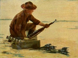 Soldado de infantaria americano com granadas de espingarda de Unknown artist