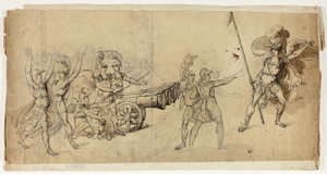 Artilharia Angélica (reto); Cena de Batalha (verso) de Unknown artist
