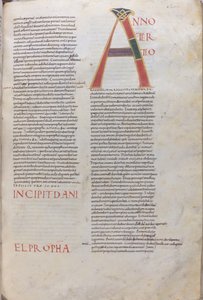 Anno tertio: Incipit Daniel Propha.Incipit do Livro do Profeta Daniel, século XI (miniatura, manuscrito membranoso) de Unknown artist