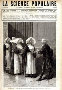 Antoine Augustin Parmentier (1737 - 1813), farmacêutico conhecido por espalhar o cultivo da batata na França, falando às freiras. in "La science populaire" 20/01/1881. de Unknown artist