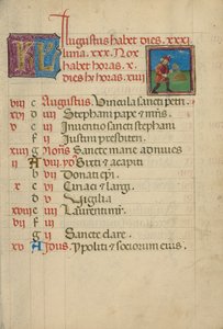 Página do calendário de agosto; Debulha de Unknown artist