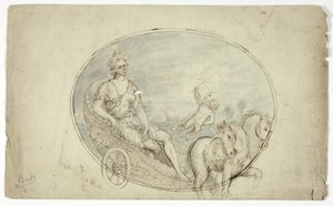 Aurora na sua carruagem (anverso); três bustos de retratos masculinos (verso) de Unknown artist