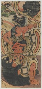 Estandarte com a imagem de Kintaro a lutar contra ursos de Unknown artist