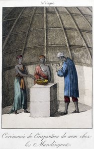 Baptismo nos Mandingues (Mali?) em África - gravura de Unknown artist