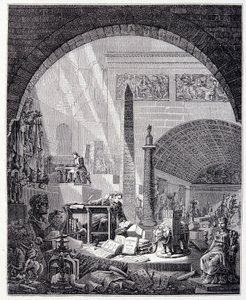 Barão Dominique Vivant-Denon (Vivant denon) em seu escritório, cercado de objetos de arte e Napoleão de Unknown artist