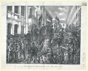 Barricada na universidade a 26 de maio de 1848 em Viena de Unknown artist