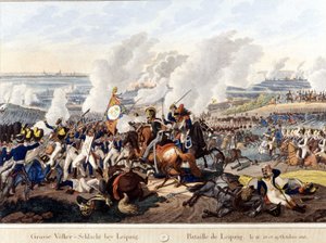 Batalha de Leipzig (Batalha das Nações), 16-19 de Outubro de 1813 (gravura) de Unknown artist