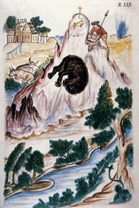 A caça ao urso, do livro "Trujillo del Peru" ou "Códice Martínez Compañón", de Baltazar Martinez Compañón y Bujanda, bispo de Trujillo (1782-1785) de Unknown artist