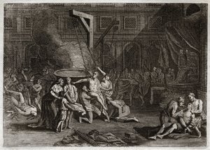 Bíblia de Royaumont, Velho Testamento: Martírio dos Machabees. Os sete irmãos Macabeus são martirizados em vez de traírem a sua própria fé. Ilustração de 1811. de Unknown artist