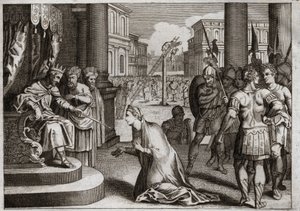 Bíblia de Royaumont, Velho Testamento: Punição de Aman. Assuero I (Xerxes I) pendura Aman (Haman) da forca que ele tinha preparado para Mardochee (ou Mordekhai ou Mordecai), e retira a Edição da Morte que ele tinha publicado em todo o seu reino contra a de Unknown artist